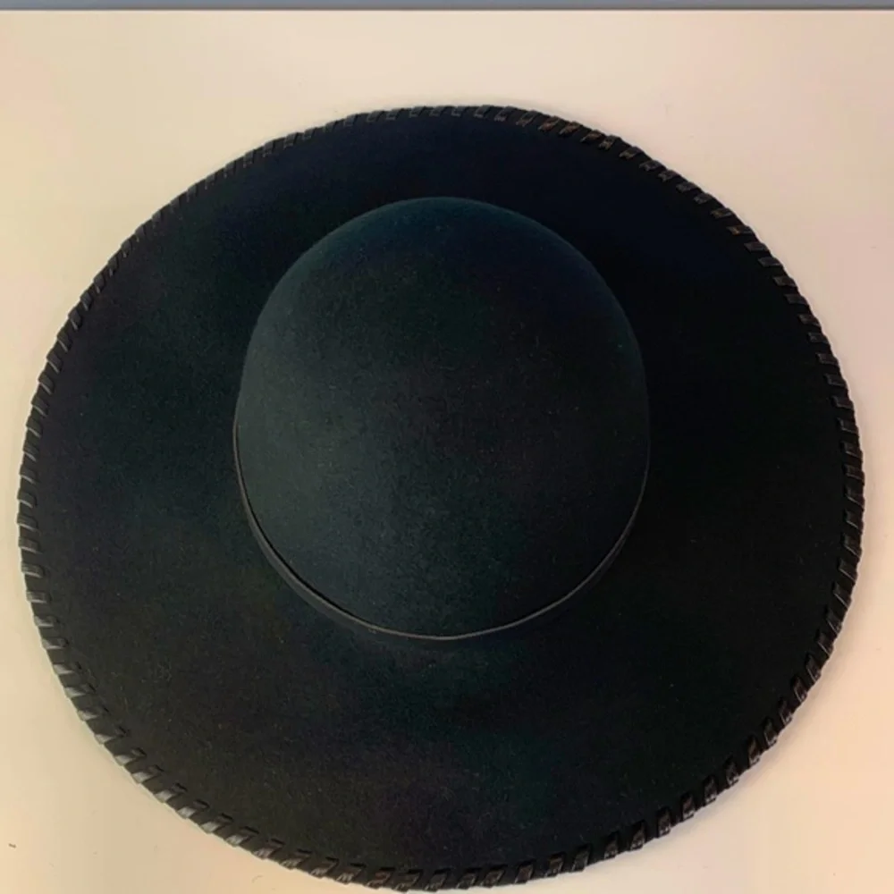 Melrose and Market Boho Wool Floppy Hat with Faux Leather Band and Trim NWOT